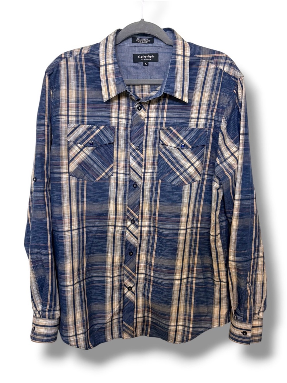 Men's Plaid Button-Up Shirt Long Sleeve size XL
